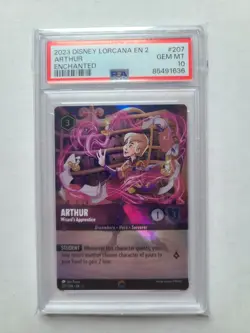 Lorcana TCG Arthur Wizard's Apprentice PSA 10 GEM MINT Enchanted Foil Card #207 - Image 2