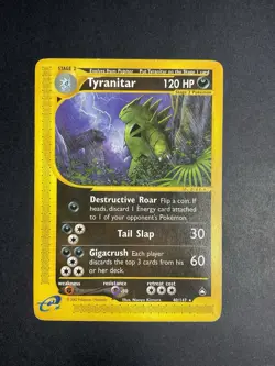 Pokemon Tcg Aquapolis Tyranitar Non-Holo Rare Card 40/147 Damaged - Image 1