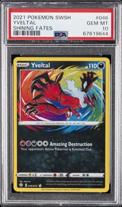 2021 POKEMON SWORD & SHIELD SHINING FATES #046 YVELTAL PSA 10 - Image 1