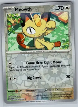 Meowth 052/165 Reverse Holo SV: Scarlet & Violet 151 - Pokemon Card - NM - Image 1