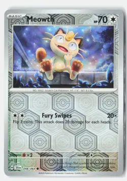 Meowth 048/064 Common Shrouded Fable Pokemon Reverse Holo Near Mint sui - Image 1
