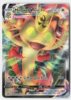 Meowth VMAX SWSH005 HOLO Promo Sword & Shield Promo Pokemon Holo Lightly Played - Image 1