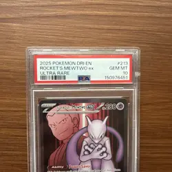 2025 POKEMON DRI EN-DESTINED RIVALS TEAM ROCKET'S MEWTWO EX 131/182 UR PSA 10 - Image 2