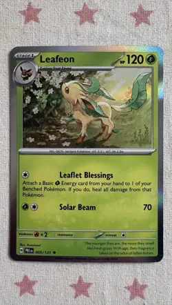 Leafeon 005/131 Prismatic Evolutions Holo Rare Pokemon TCG Card - Image 1