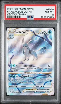 PSA 8 GLACEON VSTAR GG40 GALARIAN MOLTRES SWSH284 CROWN ZENITH POKEMON - Image 2