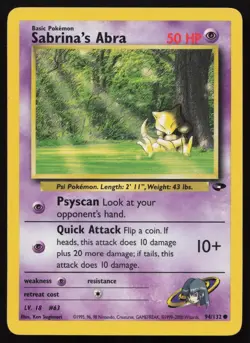 Sabrina's Abra 94/132 Unlimited Common Gym Challenge Pokemon English LP - Image 1