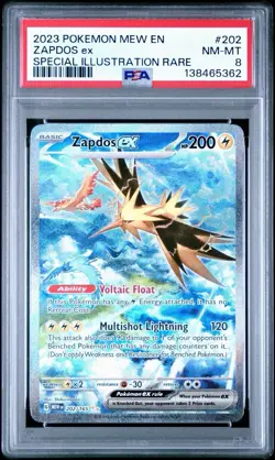 2023 Pokemon MEW 151 Zapdos EX 202/165 Special Illustration Rare PSA 8 NM-MT - Image 1