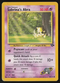 Sabrina's Abra 94/132 Common Gym Challenge Pokemon Damaged - Image 1
