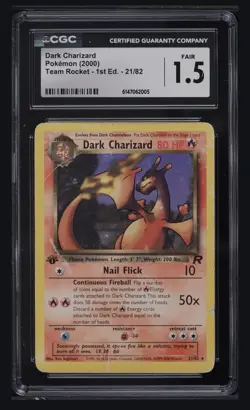 2000 POKEMON ROCKET 1ST EDITION #21 DARK CHARIZARD CGC 1.5 - Image 1