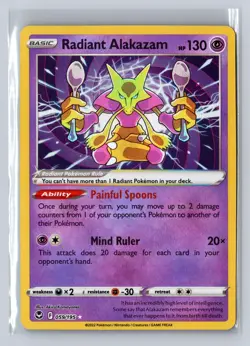 Radiant Alakazam 059/195 Radiant Rare Silver Tempest Pokemon Near Mint - Image 1