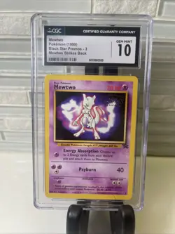 1999 Pokemon Movie Mewtwo Black Star Promo 3 Mewtwo Strikes Back CGC 10 Scratch - Image 1
