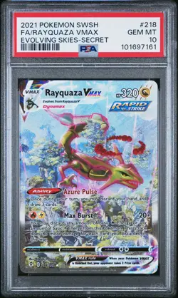 2021 POKEMON SWORD & SHIELD EVOLVING SKIES SECRET FULL ART/RAYQUAZA VMAX PSA 10 - Image 1