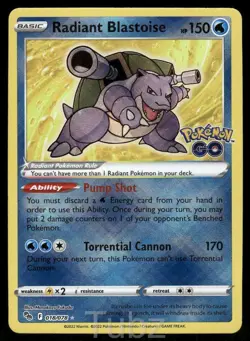 Radiant Blastoise 018/078 Radiant Rare Pokemon GO Pokemon Near Mint - Image 1