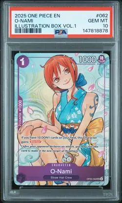 2025 ONE PIECE #062 ILLUSTRATION BOX VOL 1 PROMO O-NAMI PSA 10 GEM MINT - Image 1