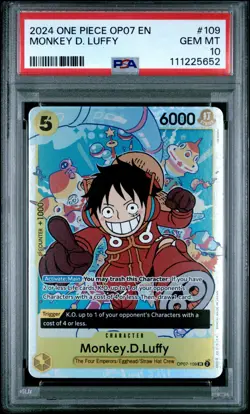 2024 One Piece Op07-109 500 Years In The Future Monkey D. Luffy #109 SR PSA 10 - Image 1