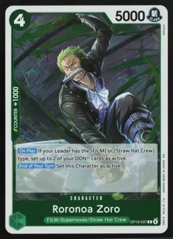 Roronoa Zoro OP13-037 Rare Carrying On His Will One Piece Foil Near Mint - Image 1