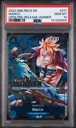 2024 ONE PIECE PROMOS TWO LEGENDS PRE-RELEASE-WINNER #071 MARCO PSA 10 - Image 1