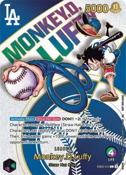 SEALED ⚾ DODGERS X ONE PIECE NIGHT COLLAB PROMO CARD MONKEY D. LUFFY OPTCG - Image 1