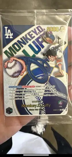 SEALED ⚾ DODGERS X ONE PIECE NIGHT COLLAB PROMO CARD MONKEY D. LUFFY OPTCG - Image 4