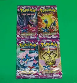 EMPTY Pokemon XY Phantom Forces Booster Packs X4 Set Complete Art Work No Cards 820650109102 - Image 1