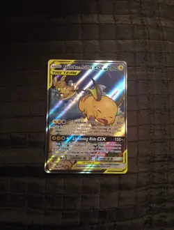 Pokemon TCG Raichu and Alolan Raichu GX Tag Team Alternative Art Card 221/236 - Image 1