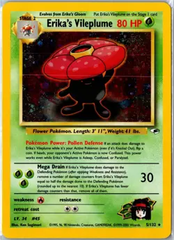 Vintage Pokemon Card - Erika's Vileplume Gym Heroes 5/132 Rare Holo Unlimited HP - Image 1