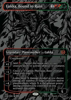 1 x Lukka, Bound to Ruin - Oil Slick Raised Foil - Phyrexia: All Will Be One - N - Image 1