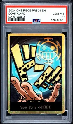 PSA 10 2024 One Piece PRB01 English Trafalgar Law Gold Don!! Card - Image 1