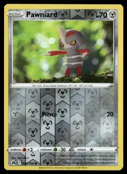 Pawniard 092/159 Common Crown Zenith Pokemon Reverse Holo Near Mint - Image 1