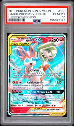 2019 Pokemon Sun & Moon Unbroken Bonds Gardevoir Sylveon GX Unbroken PSA 10 #130 - Image 1