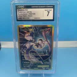 CGC 7 MINT Mewtwo EX 2016 Evolutions 103/108 Ultra Rare Holo Pokemon Card - Image 1