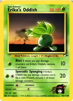 Pokemon TCG Erika's Oddish Gym Heroes 78/132 Regular Unlimited Common VLP - Image 1