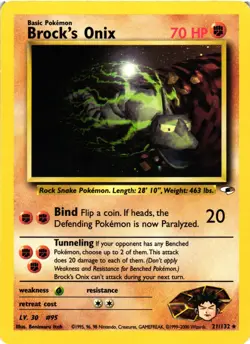 Pokemon TCG Brock's Onix 021/132 Gym Heroes Regular Unlimited MP/HP - Image 1