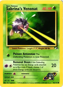 Pokemon TCG Gym Heroes Sabrina's Venonat 96/132 Unlimited Common MP/HP - Image 1