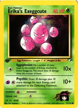 Pokemon TCG Erika's Exeggcute Gym Heroes 77/132 Regular 1st Edition Common LP - Image 1