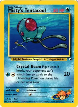 Pokemon TCG Misty's Tentacool 57/132 Uncommon Gym Heroes Unlimited LP - Image 1