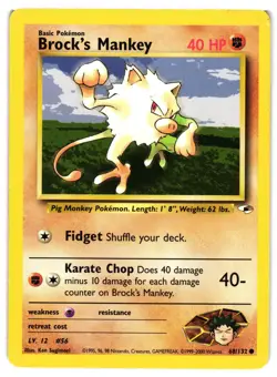 Pokemon TCG Brock's Mankey Gym Heroes 68/132 Regular Unlimited Common LP - Image 1