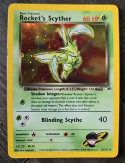 Vintage Gym Heroes Rockets Scyther 13/132 Holo Rare Pokemon Card - Image 1
