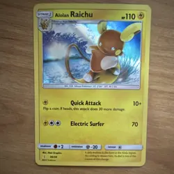 Pokemon TCG Alolan Raichu Sun & Moon Trainer Kit 30/30 Holo HP 110 English - Image 1