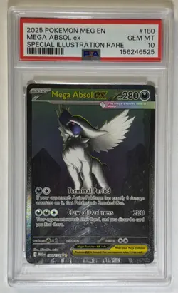 2025 Pokemon Mega Evolution EN, Mega Absol EX #180 PSA 10 - GEM MINT - Image 1