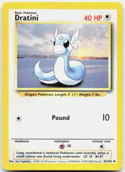 Pokemon DRATINI 26/102 Base Set Unlimited LP - Image 1
