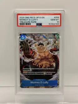 Namco 2025 One Piece CCG Monkey.D.Luffy OP11-058 Treasure Rare Foil PSA 10 - Image 1