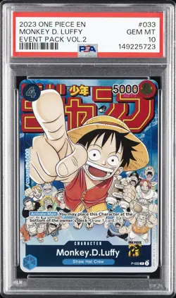 2023 ONE PIECE PROMOS EVENT PACK VOL.2 #033 MONKEY D. LUFFY PSA 10 - Image 1