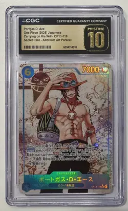 2025 ONE PIECE JAPANESE #OP13-119 PORTGAS D ACE CGC 10 PRISTINE - Image 1