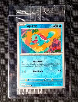 Pokemon Center Stamp - Squirtle - 007/165 - 151 Promo Reverse Holo Card - SEALED - Image 1