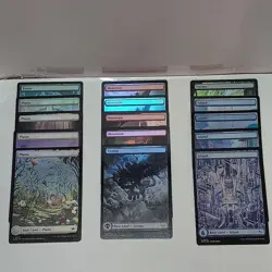 Magic The Gathering Full Art Foil Basic Land Card Lot Of 15 Mixed - Image 1