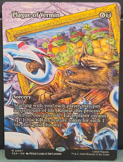 Plague of Vermin 7 BORDERLESS Teenage Mutant Ninja Turtles Source Material MTG - Image 1