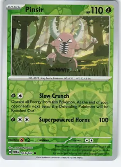 Pinsir - 003/167 Common Reverse Holo SV06: Twilight Masquerade NM Pokemon - Image 1