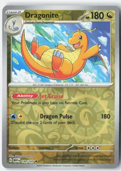 Dragonite 149/165 Rare 151 Pokemon Reverse Holo Near Mint - Image 1