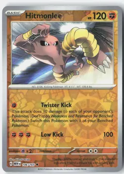 Hitmonlee 106/165 Uncommon 151 Pokemon Reverse Holo Near Mint - Image 1